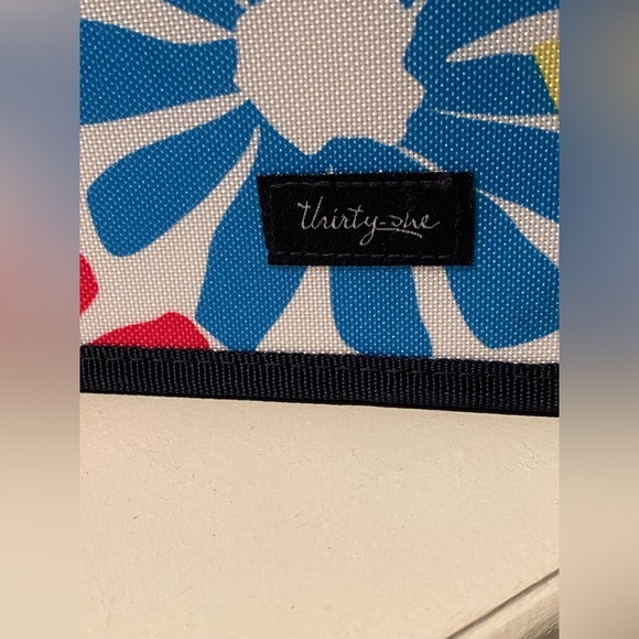 Thirty-One Blue and Pink Floral Tote  Storage Bag Handle - Picture 2 of 6